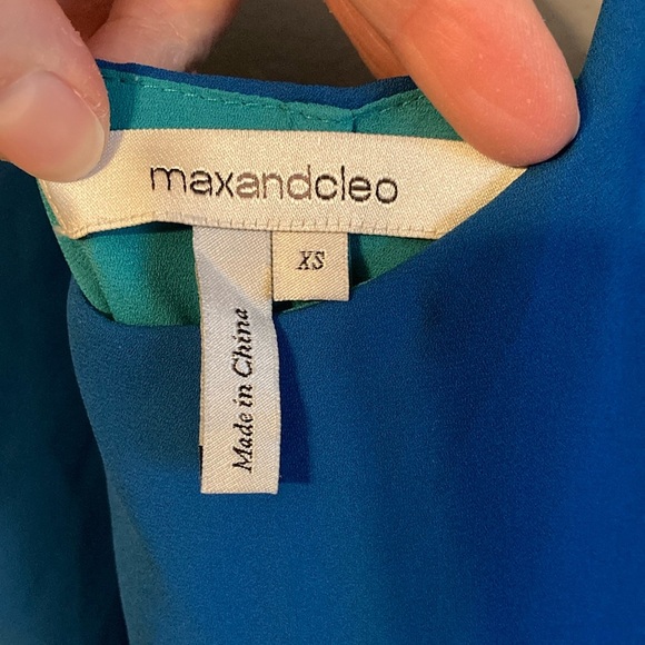 Max & Cleo Asymmetrical Blue and Green High-Low Sundress - Picture 2 of 13